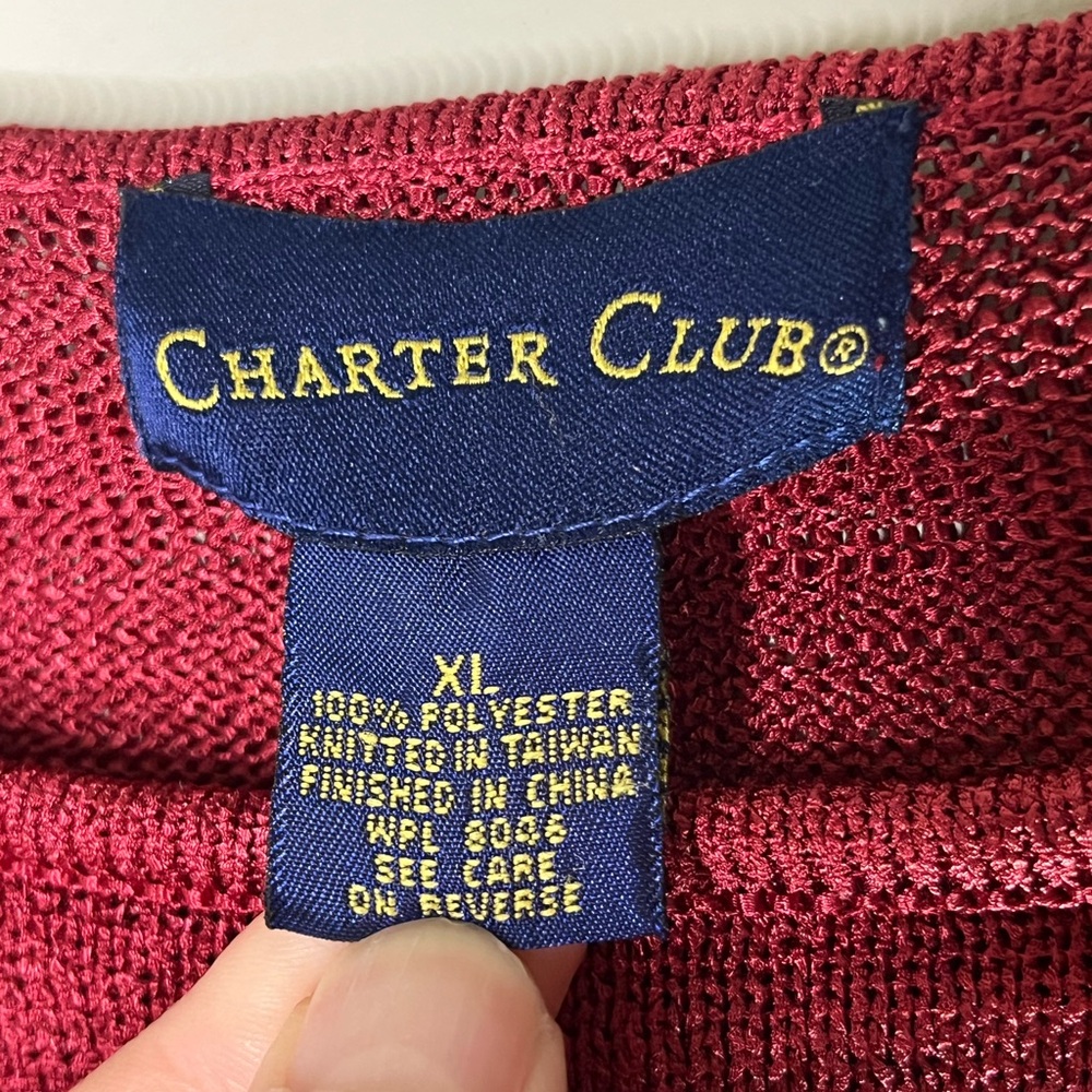 Charter Club Red Knit Short Sleeve Shirt Women’s Size XL - Picture 3 of 5